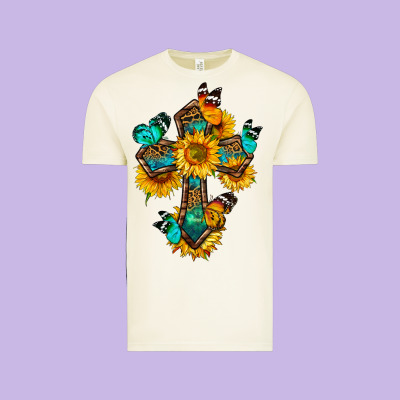 Cross With Butterfly Vintage Tee Designed By Bundleandbundleshop