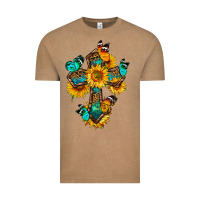 Vintage Coffee cross with butterfly Vintage Tee - BundleAndBundleShop