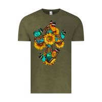 Vintage Olive cross with butterfly Vintage Tee - BundleAndBundleShop