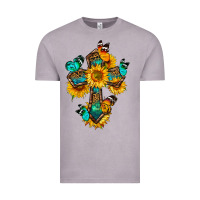Vintage Zinc cross with butterfly Vintage Tee - BundleAndBundleShop