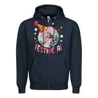 Navy festive af Zipper Hoodie - MaliasSmallBusiness