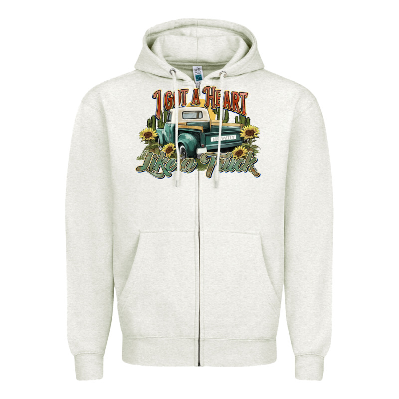 I Got A Heart Like A Truck Western Sunflower Zipper Hoodie by NancyCooperArtShop | Teevron