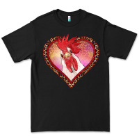 Black valentine's day rooster with leopard heart Premium Tee - RanaPortraitStore