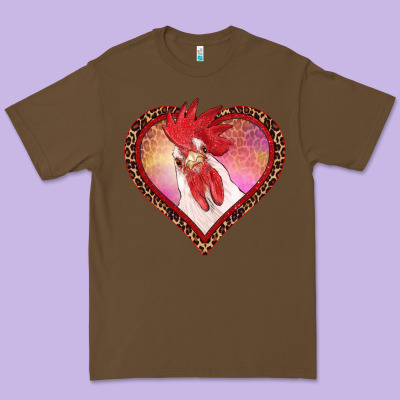 Valentine's Day Rooster With Leopard Heart Premium Tee Designed By Ranaportraitstore