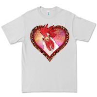 Dove Grey valentine's day rooster with leopard heart Premium Tee - RanaPortraitStore