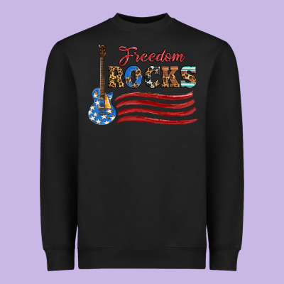 Freedom Rocks With Guitar Heavyweight Sweatshirt Designed By Artiststas
