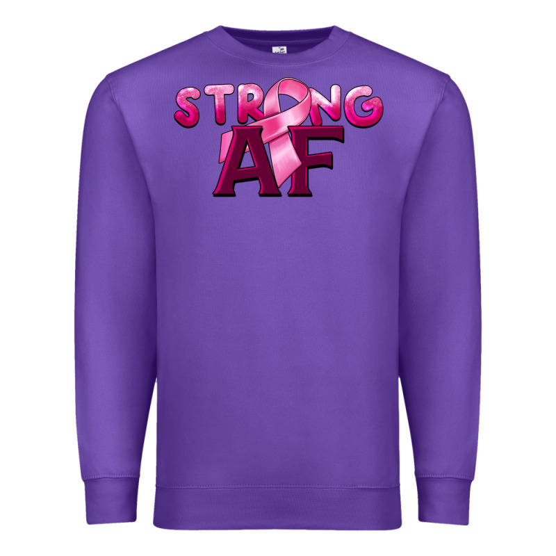 Strong Af Breast Cancer Premium Sweatshirt by BarkalooDesign | Teevron
