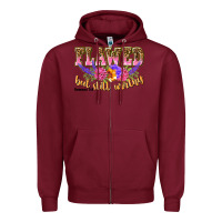 Burgundy flawed but still worthy romans 5 8 Zipper Hoodie - NancyCooperArtShop