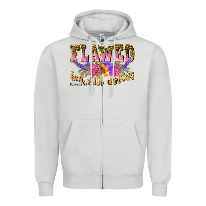 Flawed But Still Worthy Romans 5 8 Zipper Hoodie by NancyCooperArtShop | Teevron