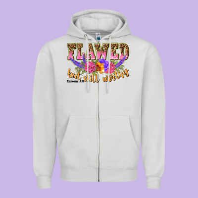 Flawed But Still Worthy Romans 5 8 Zipper Hoodie Designed By Nancycooperartshop