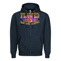 Navy flawed but still worthy romans 5 8 Zipper Hoodie - NancyCooperArtShop