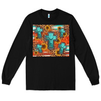 Black turquoise cross pattern Long Sleeve Tee - Jasminsmagicworld