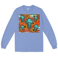 Colony Blue turquoise cross pattern Long Sleeve Tee - Jasminsmagicworld