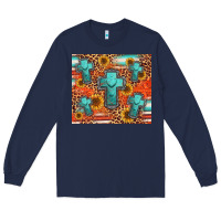 Navy turquoise cross pattern Long Sleeve Tee - Jasminsmagicworld