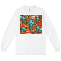 White turquoise cross pattern Long Sleeve Tee - Jasminsmagicworld
