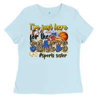 Baby Blue im just here for the snacks sports sister Ladies Tee - Zillion Design Studio