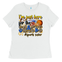 White im just here for the snacks sports sister Ladies Tee - Zillion Design Studio
