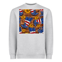 Heather Grey america western boots and sunflower seamless pattern Heavyweight Sweatshirt - BundleAndBundleShop