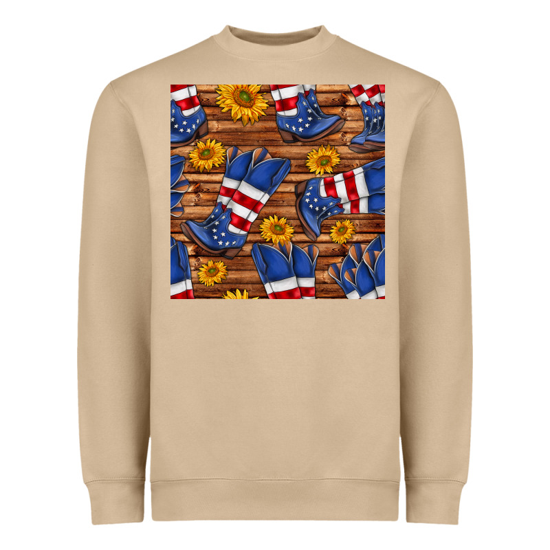 America Western Boots And Sunflower Seamless Pattern Heavyweight Sweatshirt by BundleAndBundleShop | Teevron