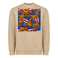 Mushroom america western boots and sunflower seamless pattern Heavyweight Sweatshirt - BundleAndBundleShop