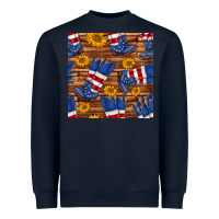 Navy america western boots and sunflower seamless pattern Heavyweight Sweatshirt - BundleAndBundleShop