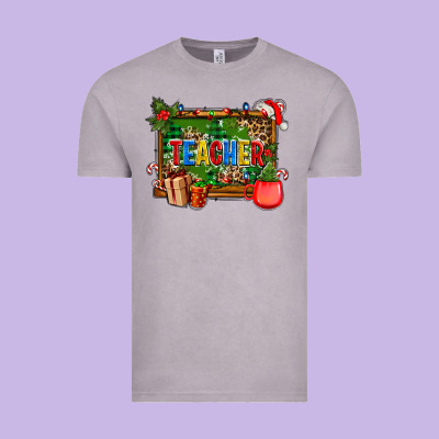 Christmas Teacher And Coffe Cup With Board Vintage Tee Designed By Adodesignshop