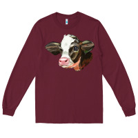 Burgundy holstein calf face Long Sleeve Tee - LillyAllenDesigns