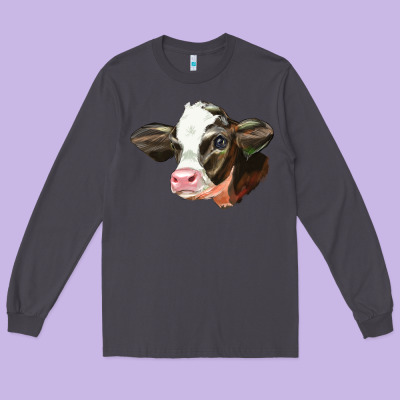 Holstein Calf Face Long Sleeve Tee Designed By Lillyallendesigns