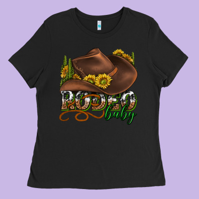 Rodeo Baby Western Ladies Tee Designed By Texasbilliewilder