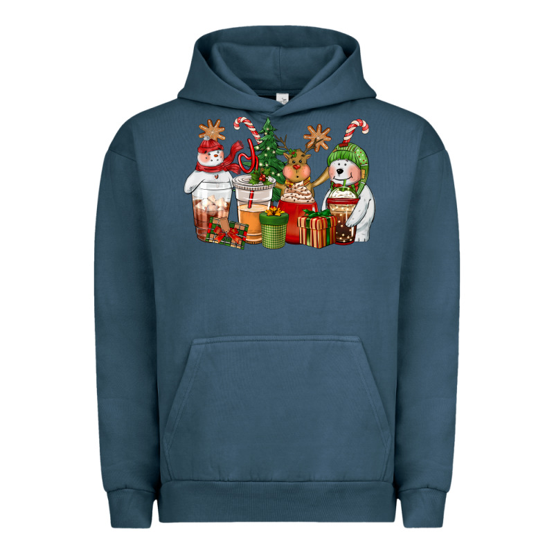 Christmas Polar Bear Reindeer And Snowman Coffee C Urban Hoodie by CowGirlArtShop | Teevron