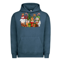 Pigment Midnight Navy christmas polar bear reindeer and snowman coffee c Urban Hoodie - CowGirlArtShop