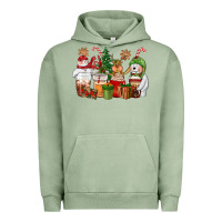 Pigment Oil Green christmas polar bear reindeer and snowman coffee c Urban Hoodie - CowGirlArtShop