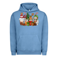 Pigment Pebble Blue christmas polar bear reindeer and snowman coffee c Urban Hoodie - CowGirlArtShop