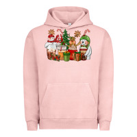 Pigment Salmon christmas polar bear reindeer and snowman coffee c Urban Hoodie - CowGirlArtShop