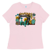 Bubblegum Pink sewing life western Ladies Tee - texasbilliewilder