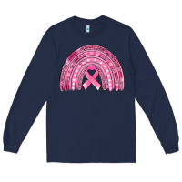 Navy breast cancer awareness rainbow Long Sleeve Tee - Jasminsmagicworld