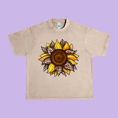 Sunflower Leopard Urban Heavy Tee Designed By Jahusdesignshop
