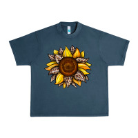 Midnight Navy sunflower leopard Urban Heavy Tee - JahusDesignShop