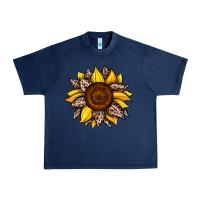 Navy sunflower leopard Urban Heavy Tee - JahusDesignShop