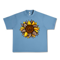 Pebble Blue sunflower leopard Urban Heavy Tee - JahusDesignShop