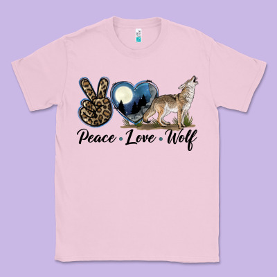 Peace Love Wolf Classic Tee Designed By Lillyallendesigns