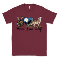 Burgundy Peace Love Wolf Classic Tee - LillyAllenDesigns