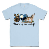 Dusty Blue Peace Love Wolf Classic Tee - LillyAllenDesigns