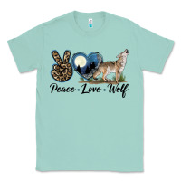 Seafoam Peace Love Wolf Classic Tee - LillyAllenDesigns