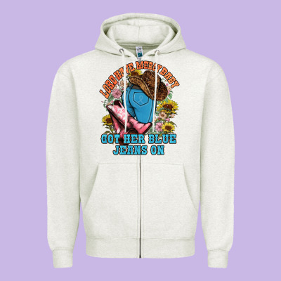 Lord Have Mercy Baby Got Her Blue Jeans On Zipper Hoodie Designed By Nancycooperartshop