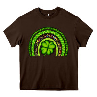Chocolate Brown St. Patrick's Day Shamrock Rainbow Heavy Core Tee - Artiststas