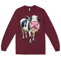 Burgundy Cute Holstein Long Sleeve Tee - LillyAllenDesigns