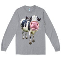 Heather Grey Cute Holstein Long Sleeve Tee - LillyAllenDesigns