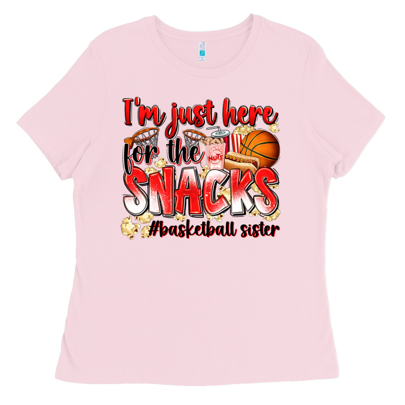 Im Just Here For The Snacks Basketball Sister Ladies Tee by Zillion Design Studio | Teevron
