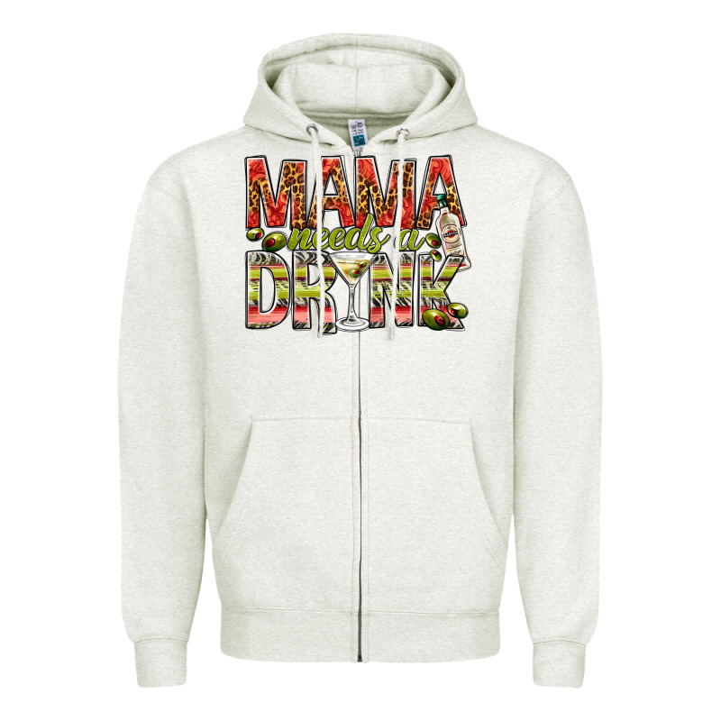 Mama Needs A Drink Zipper Hoodie by NancyCooperArtShop | Teevron